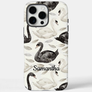 Schwarz-weiße Schwäne iPhone 16 Pro Max Hülle