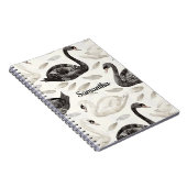 Schwarz-weiße Schwäne Notizblock (Rechte Seite)