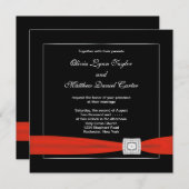 Schwarz-weiße Schwarze Hochzeit Einladung (Vorne/Hinten)