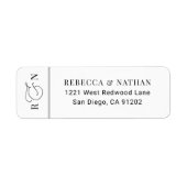 Schwarz-weiße Script Monogram Wedding Rücksendeadr (Vorne)