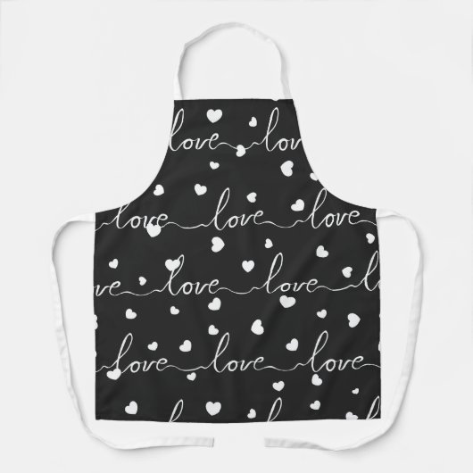 SCHWARZ-WEISSE SCRIPTED VALENTINE LIEBE UND HERZEN SCHÜRZE (Vorderseite)