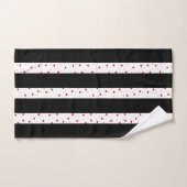 Schwarz-weiße senkrechte Streifen rote Herzen Badhandtuch Set (Handtuch)