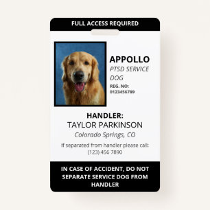 Schwarz-weiße Service-Hund-Foto-ID Ausweis