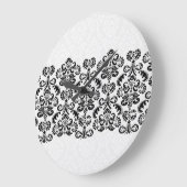 Schwarz-weiße Silber Damask Spitze G203 Große Wanduhr (Winkel)