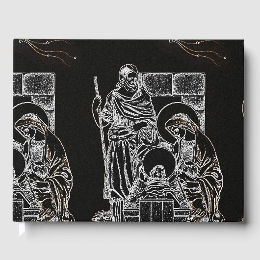 Schwarz-weiße Silbernativität Gästebuch (Vorderseite)