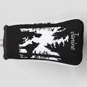 Schwarz-weiße Silhouette Riding Hood Wolf unter Ba Golf Headcover
