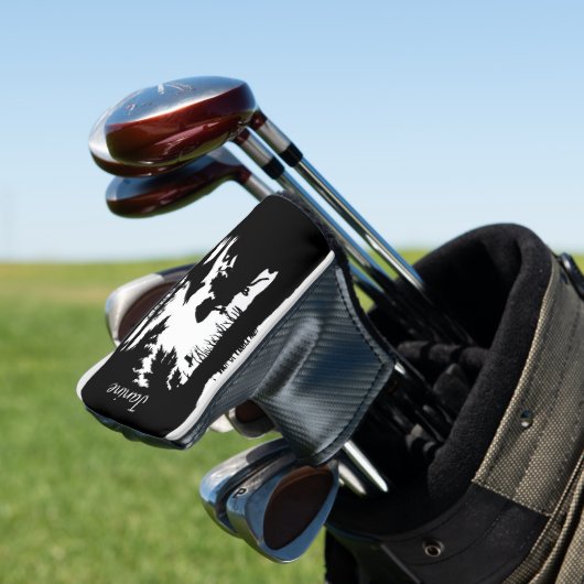 Schwarz-weiße Silhouette Riding Hood Wolf unter Ba Golf Headcover (In Situ)