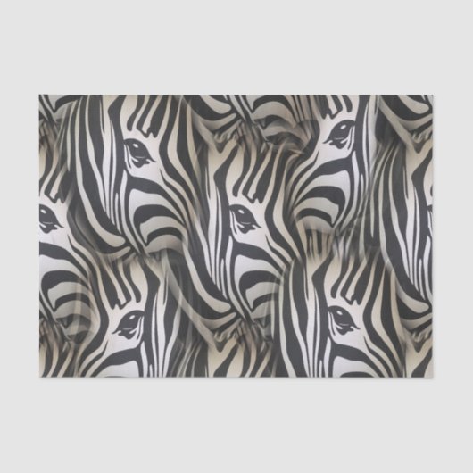 Schwarz - Weiße Silhouette Zebra Wiederholdesign Seidenpapier (Vorderseite)