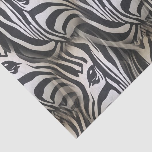 Schwarz - Weiße Silhouette Zebra Wiederholdesign Seidenpapier (Ausschnitt)