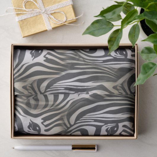 Schwarz - Weiße Silhouette Zebra Wiederholdesign Seidenpapier (Geschenk)