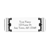 Schwarz-weiße Silver Art Deco Frame Rücksendeadres (Vorne)