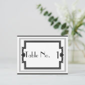 Schwarz-weiße Silver Art Deco Frame Tischnummer (Stehend Vorderseite)