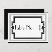 Schwarz-weiße Silver Art Deco Frame Tischnummer (Vorne/Hinten)