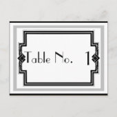 Schwarz-weiße Silver Art Deco Frame Tischnummer (Vorderseite)