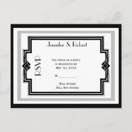 Schwarz-weiße Silver Art Deco Frame UAWG Postkarte