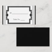 Schwarz-weiße Silver Art Deco Hochzeiten Platzkart Platzkarte (Vorne/Hinten)
