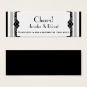 Schwarz-weiße Silver Art Déco Hochzeitsgetränke (Vorne & Hinten)