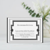 Schwarz-weiße Silver Art Deco Rahmen Hochzeitseinl Begleitkarte (Stehend Vorderseite)