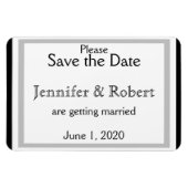 Schwarz-weiße Silver Art Deco Wedding Save the Dat Magnet (Horizontal)