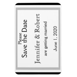 Schwarz-weiße Silver Art Deco Wedding Save the Dat Magnet
