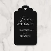 Schwarz-weiße Silver Gastgeschenk Hochzeit Geschenkanhänger (Rückseite)