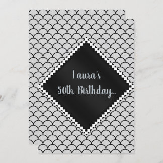 Schwarz-weiße Silver Geometric Print All Occassion Einladung