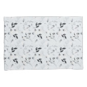 Schwarz-weiße Silver Gray Floral Blätter Kissenbezug (Vorderseite-Rechts)