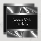 Schwarz-weiße Silver Mens 30. Einladung (Vorne/Hinten)