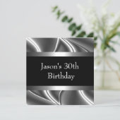Schwarz-weiße Silver Mens 30. Einladung (Stehend Vorderseite)