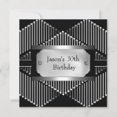 Schwarz-weiße Silver Mens 30. Einladung (Vorderseite)