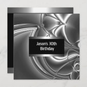 Schwarz-weiße Silver Mens 30. Einladung (Vorne/Hinten)