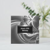 Schwarz-weiße Silver Mens 30. Einladung (Stehend Vorderseite)