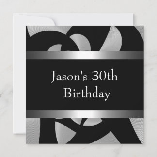 Schwarz-weiße Silver Mens 30. Einladung