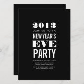 Schwarz-weiße Silvester-Party Einladung 2013 (Vorne/Hinten)