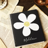 Schwarz-weiße Simple Daisy Gold Personal School Notizblock