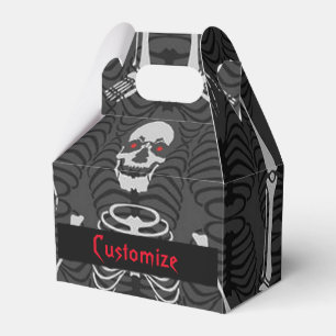 Schwarz-weiße Skelett-Halloween-Giebelfavorbox Geschenkschachtel