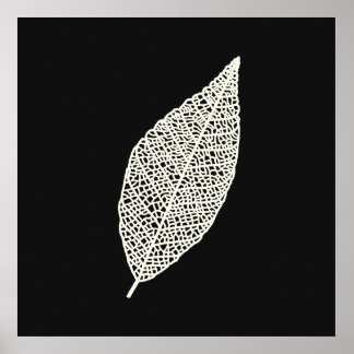 Schwarz-weiße Skelettblatt-Linienkunst Poster