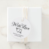 Schwarz-weiße Skriptherzen Hochzeitsgeschenk Geschenkanhänger (Beispiel)