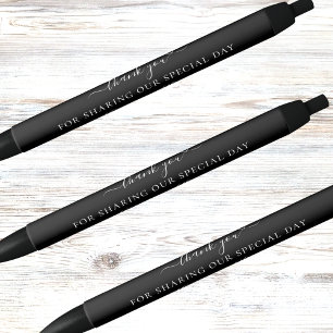 Schwarz-weiße Skripthochzeit danke Kugelschreiber