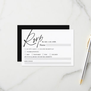Schwarz-weiße Skriptkalligraphie Lebensmittel uAwg RSVP Karte