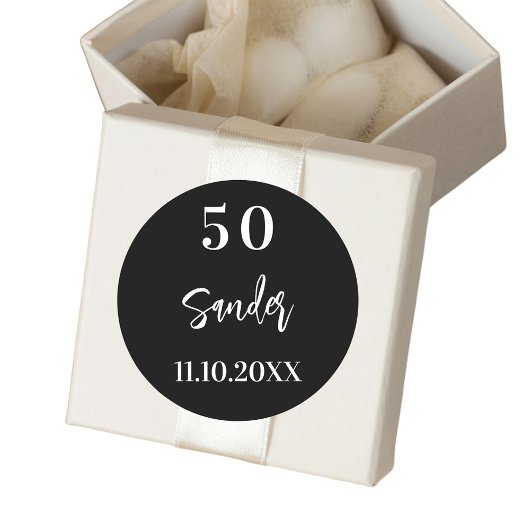 Schwarz-weiße Skriptminimalistin Runder Aufkleber