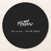 Schwarz-weiße Skriptminimalistin Runder Pappuntersetzer (Vorderseite)