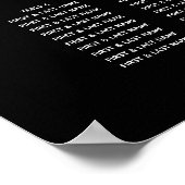 Schwarz-weiße Skriptsitzkarte Poster (Ecke)