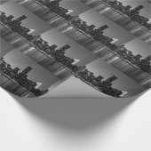 Schwarz-weiße Skyscaper-Silhouette in New York Geschenkpapier (Ecke)