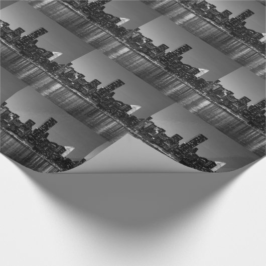 Schwarz-weiße Skyscaper-Silhouette in New York Geschenkpapier (Ecke)