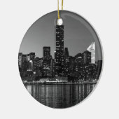 Schwarz-weiße Skyscaper-Silhouette in New York Keramik Ornament (Links)