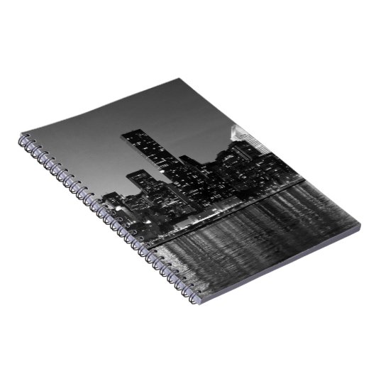 Schwarz-weiße Skyscaper-Silhouette in New York Notizblock (Rechte Seite)