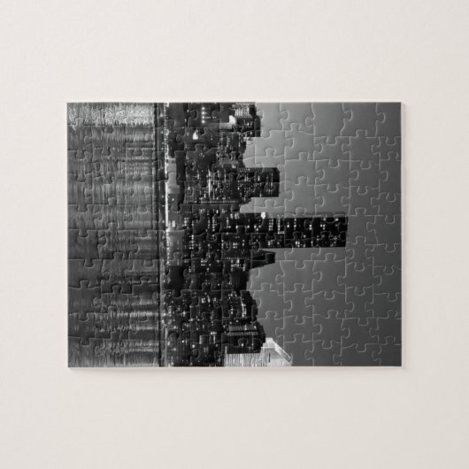 Schwarz-weiße Skyscaper-Silhouette in New York Puzzle (Horizontal)