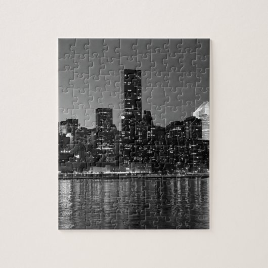 Schwarz-weiße Skyscaper-Silhouette in New York Puzzle (Vertikal)
