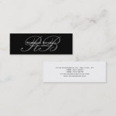 Schwarz-weiße Slide Script Monogram Business Card Mini Visitenkarte (Vorne/Hinten)